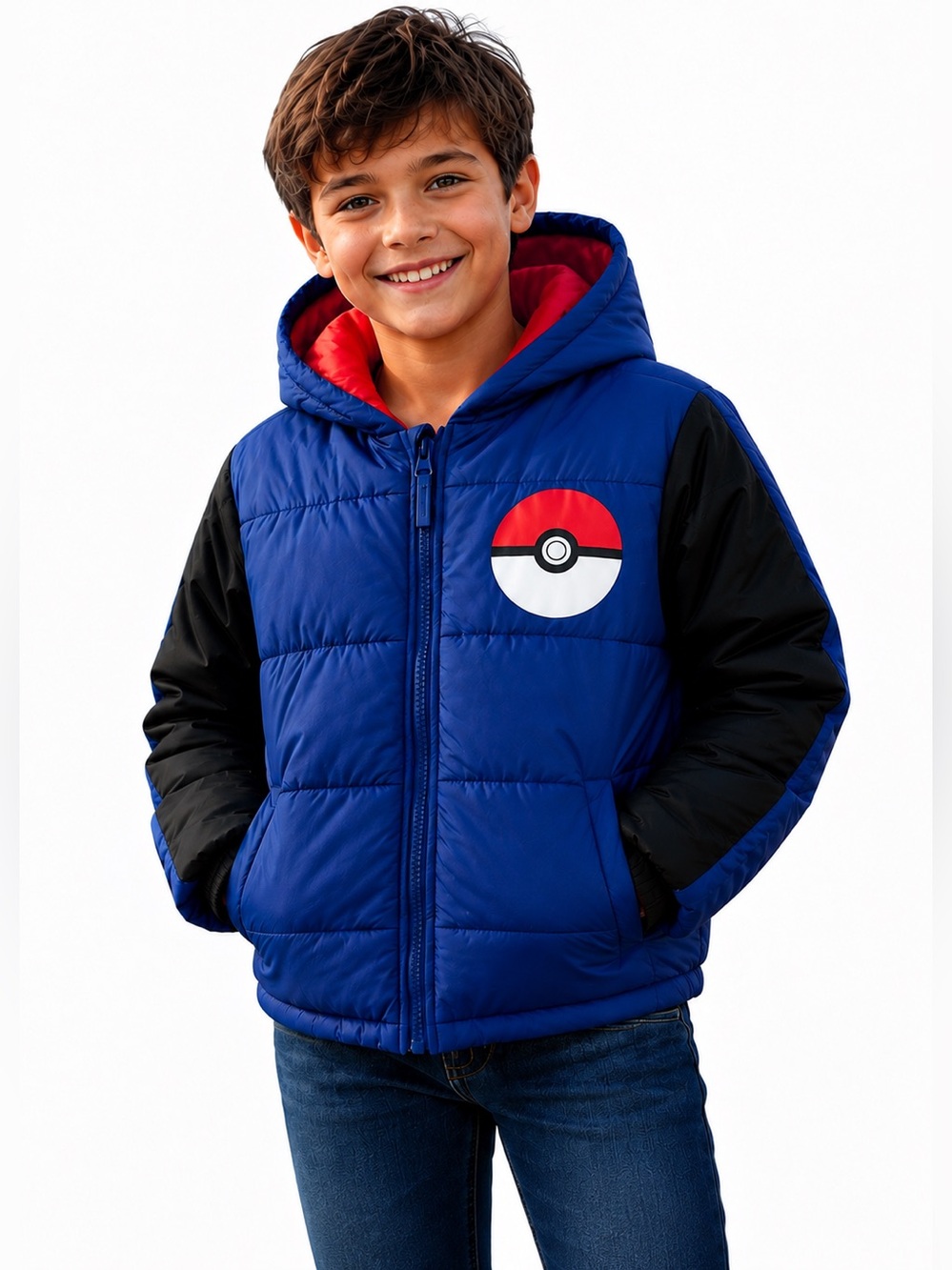 Pokémon Boys Puffer Jacket Size 14/16 – Like New ⚡️🔴
